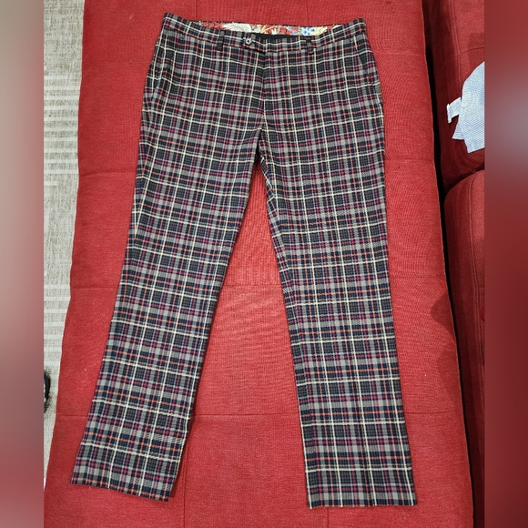 Paisley & Gray Slim Fit | 36/32 | Brown & Blue Plaid Pants - Picture 3 of 5